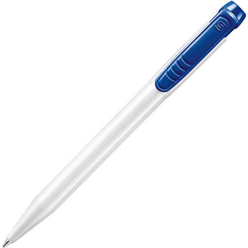 Kugelschreiber Pier Hardcolour , weiß / dunkelblau, ABS, 13,60cm (Länge), Bild 2