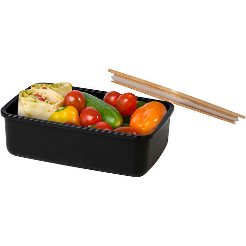 Mangi 500 Ml Lunchbox , schwarz, GRS certified recycled plastic, FSC certified bamboo, 11,20cm x 16,50cm x 5,00cm (Länge x Höhe x Breite), Bild 4