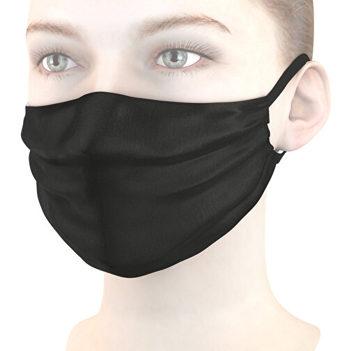 Mund-Nasen-Maske , schwarz, Polyester, 11,00cm x 9,00cm (Länge x Breite), Bild 1