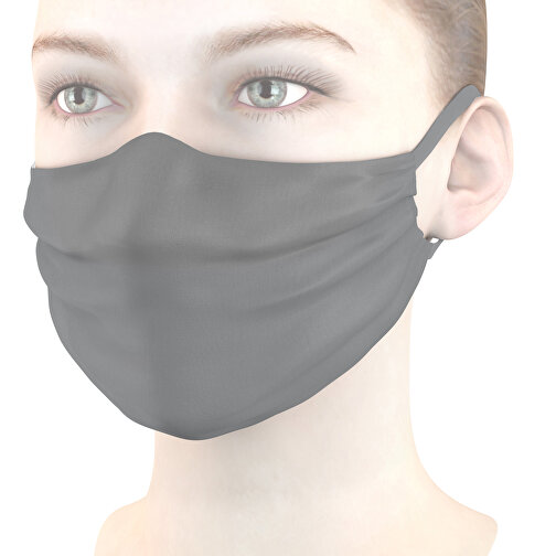 Mund-Nasen-Maske Mit Nasenbügel , grau, Polyester, 11,00cm x 9,00cm (Länge x Breite), Bild 1