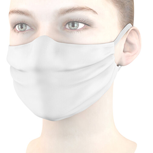 Mund-Nasen-Maske Mit Nasenbügel , weiß, Polyester, 11,00cm x 9,00cm (Länge x Breite), Bild 1