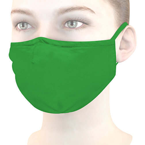 Mund-Nasen-Maske Deluxe , grün, Polyester, 21,00cm x 12,00cm (Länge x Breite), Bild 1
