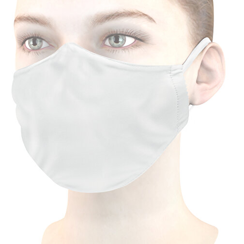 Mikrofaser-Kindermaske Mit Nasenbügel , weiß, 70% Polyester, 30% Polyamid, 17,00cm x 6,00cm (Länge x Breite), Bild 1