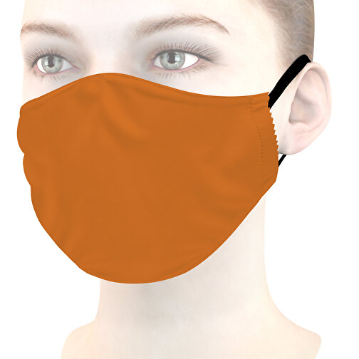 Mikrofaser-Gesichtsmaske , orange, 70% Polyester, 30% Polyamid, 18,00cm x 8,00cm (Länge x Breite), Bild 1