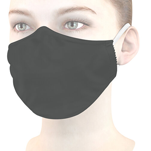 Mikrofaser-Kindermaske Mit Nasenbügel , dunkelgrau, 70% Polyester, 30% Polyamid, 17,00cm x 6,00cm (Länge x Breite), Bild 1