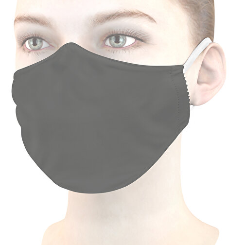 Mikrofaser-Kindermaske Mit Nasenbügel , grau, 70% Polyester, 30% Polyamid, 17,00cm x 6,00cm (Länge x Breite), Bild 1