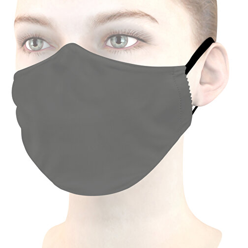 Mikrofaser-Gesichtsmaske Mit Nasenbügel , grau, 70% Polyester, 30% Polyamid, 18,00cm x 8,00cm (Länge x Breite), Bild 1