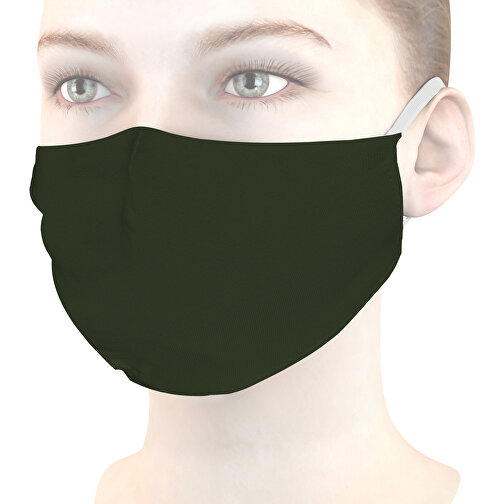 Mund-Nasen-Maske Deluxe , moosgrün, Baumwolle, 21,00cm x 12,00cm (Länge x Breite), Bild 1