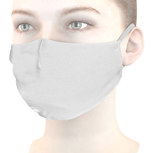 Mund-Nasen-Maske Deluxe , weiß, Baumwolle, 21,00cm x 12,00cm (Länge x Breite), Bild 1