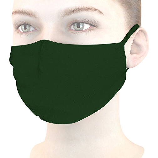 Mund-Nasen-Maske Deluxe , dunkelgrün, Baumwolle, 21,00cm x 12,00cm (Länge x Breite), Bild 1