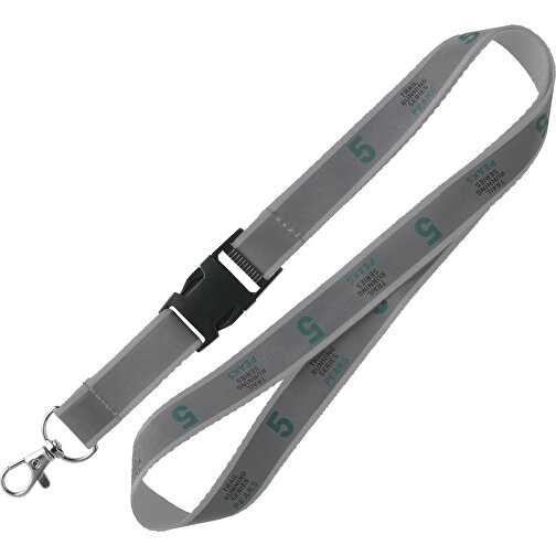 10 Mm Reflektierendes Lanyard , hellgrau, Polyester, 92,00cm x 1,00cm (Länge x Breite), Bild 1