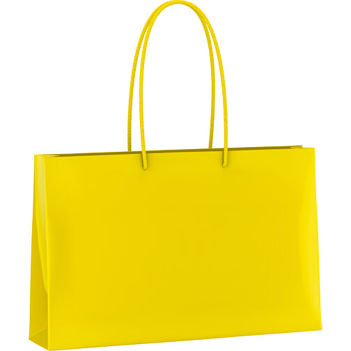 Tragetasche Classic 6 Mit Kunststoffkordeln , gelb, White Chrom Papier, 37,00cm x 24,00cm x 9,00cm (Länge x Höhe x Breite), Bild 1