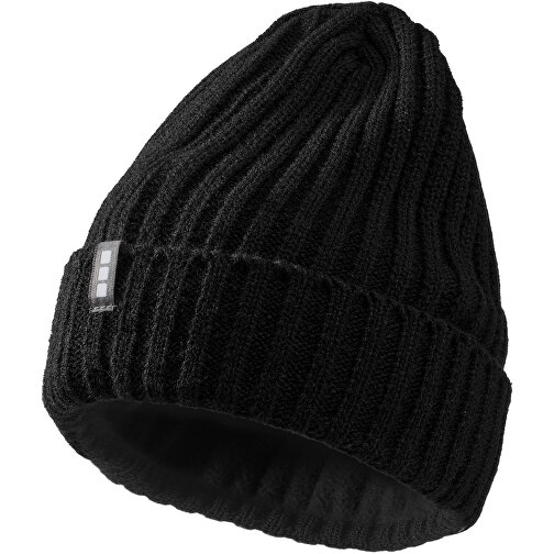 Spire Mütze , schwarz, 2x2 rib knit 100% Acryl, 23,00cm x 19,00cm (Höhe x Breite), Bild 1