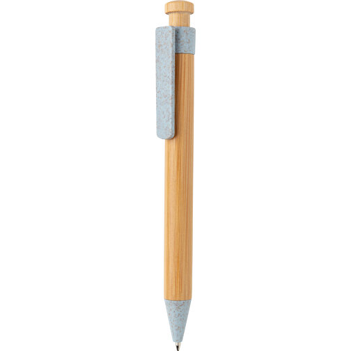 Bambus Stift Mit Wheatstraw-Clip, Blau , blau, Bambus, 13,80cm (Höhe), Bild 1