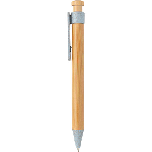 Bambus Stift Mit Wheatstraw-Clip, Blau , blau, Bambus, 13,80cm (Höhe), Bild 2