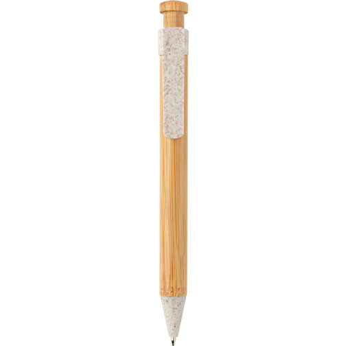 Bambus Stift Mit Wheatstraw-Clip, Weiss , weiss, Bambus, 13,80cm (Höhe), Bild 2
