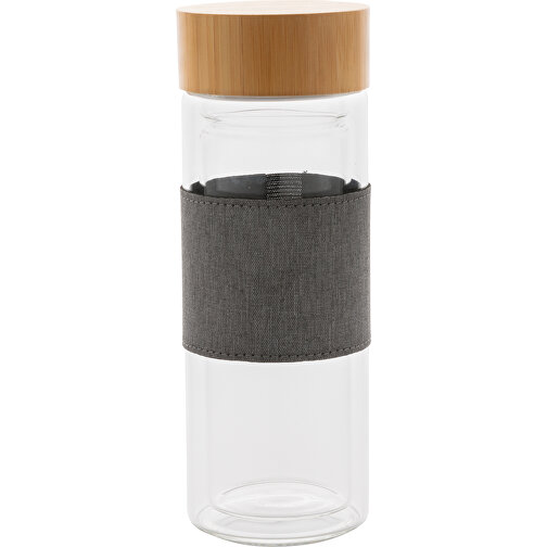 Impact Doppelwandige Borosilikatglas-Flasche , transparent, Glas, Bambus, 20,00cm (Höhe), Bild 4