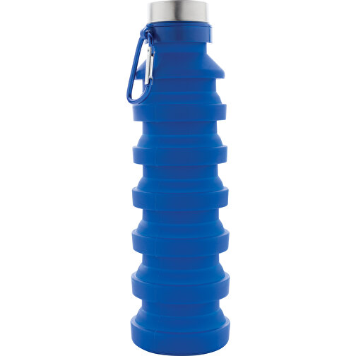 Auslaufgeschützte Faltbare Silikonflasche, Blau , blau, Silikon, 24,30cm (Höhe), Bild 5