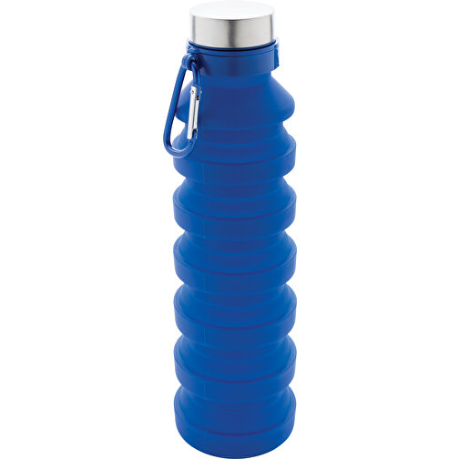 Auslaufgeschützte Faltbare Silikonflasche, Blau , blau, Silikon, 24,30cm (Höhe), Bild 6