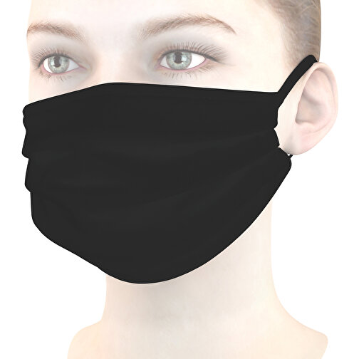 Mund-Nasen-Maske , schwarz, Baumwolle, 11,00cm x 9,00cm (Länge x Breite), Bild 1