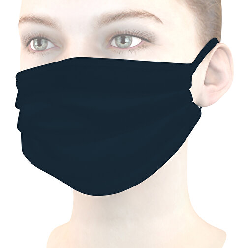 Mund-Nasen-Maske , dunkelblau, Baumwolle, 11,00cm x 9,00cm (Länge x Breite), Bild 1