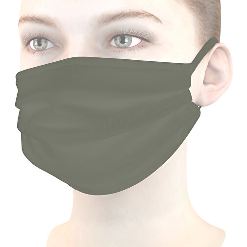 Mund-Nasen-Maske , kohlgrün, Baumwolle, 11,00cm x 9,00cm (Länge x Breite), Bild 1