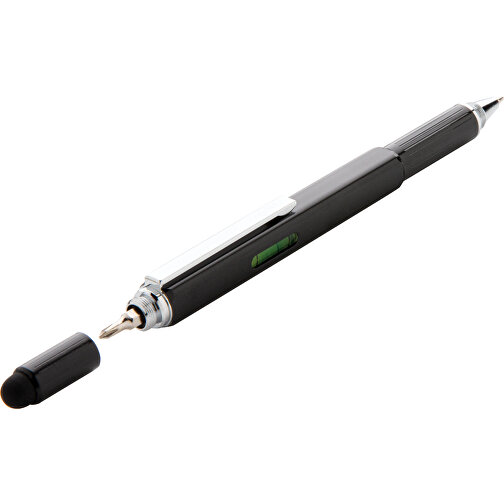 5-in-1 Aluminium Tool-Stift, Schwarz , schwarz, Aluminium, 15,00cm (Höhe), Bild 2