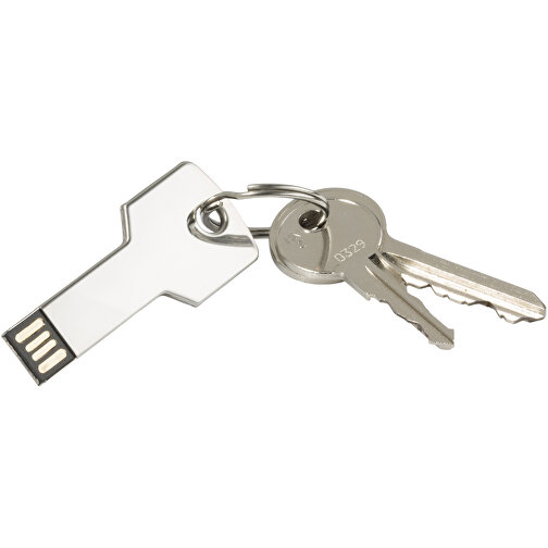 USB-Stick Schlüssel 2.0 128GB , Promo Effects MB , silber MB , 131 GB , Metall MB , 3 - 10 MB/s MB , 5,70cm x 2,40cm (Länge x Breite), Bild 2