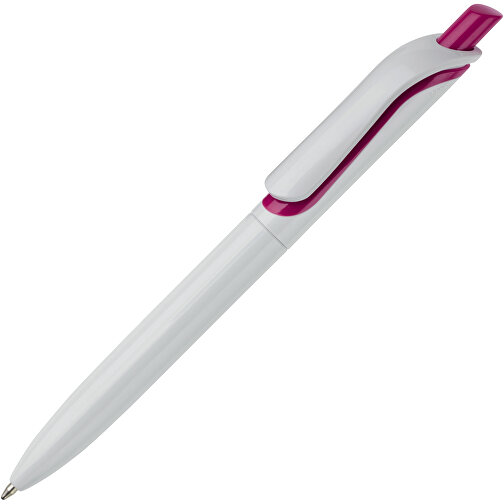 Kugelschreiber Modell Click Shadow - Hergestellt In Deutschland , weiß / dunkelrosa, ABS, 14,30cm (Länge), Bild 2
