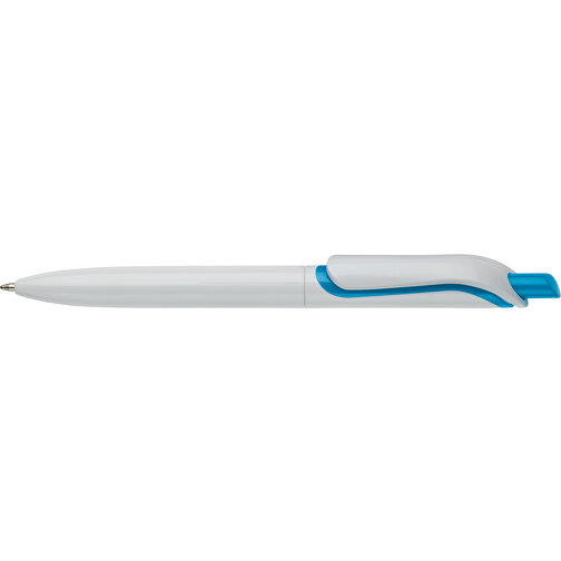 Kugelschreiber Modell Click Shadow - Hergestellt In Deutschland , weiß / hellblau, ABS, 14,30cm (Länge), Bild 3