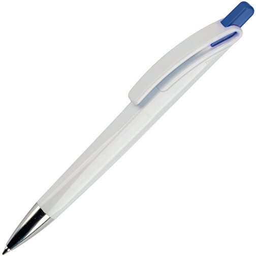 Kugelschreiber Riva Hardcolour , weiß / dunkelblau, ABS, 14,40cm (Länge), Bild 2