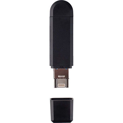 USB Kartenlesegerät , schwarz, ABS, 8,00cm x 0,90cm x 2,70cm (Länge x Höhe x Breite), Bild 3