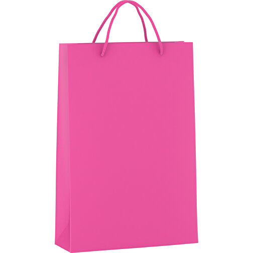 Tragetasche Basic 5 Mit Kunststoffkordeln , pink, Kraftpapier, 24,00cm x 36,00cm x 9,00cm (Länge x Höhe x Breite), Bild 1