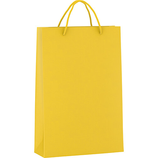 Tragetasche Basic 5 Mit Baumwollkordeln , gelb, Kraftpapier, 24,00cm x 36,00cm x 9,00cm (Länge x Höhe x Breite), Bild 1