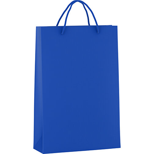 Tragetasche Basic 5 Mit Baumwollkordeln , blau, Kraftpapier, 24,00cm x 36,00cm x 9,00cm (Länge x Höhe x Breite), Bild 1