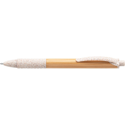 KUMA. Bambus-Kugelschreiber Mit Einem Anti-Rutsch-Clip , naturhell, Bambus. Weizenstrohfaser. ABS, , Bild 3