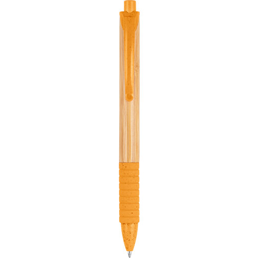 KUMA. Bambus-Kugelschreiber Mit Einem Anti-Rutsch-Clip , orange, Bambus. Weizenstrohfaser. ABS, , Bild 1