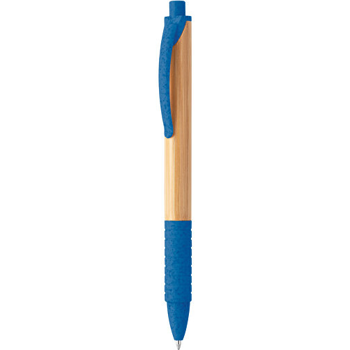 KUMA. Bambus-Kugelschreiber Mit Einem Anti-Rutsch-Clip , königsblau, Bambus. Weizenstrohfaser. ABS, , Bild 1