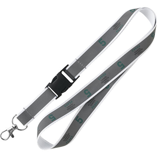 10 Mm Reflektierendes Lanyard , weiß, Polyester, 92,00cm x 1,00cm (Länge x Breite), Bild 1