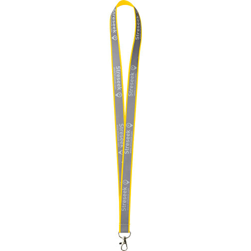 25 Mm Reflektierendes Lanyard , gelb, Polyester, 90,00cm x 2,50cm (Länge x Breite), Bild 1