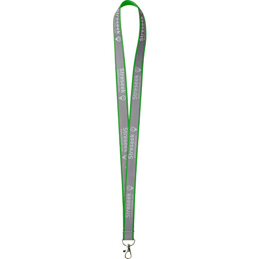 25 Mm Reflektierendes Lanyard , grün, Polyester, 90,00cm x 2,50cm (Länge x Breite), Bild 1