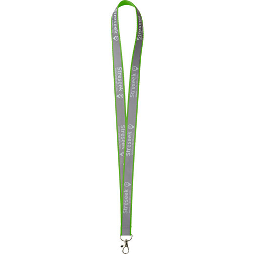 15 Mm Reflektierendes Lanyard , apfelgrün, Polyester, 90,00cm x 1,50cm (Länge x Breite), Bild 1