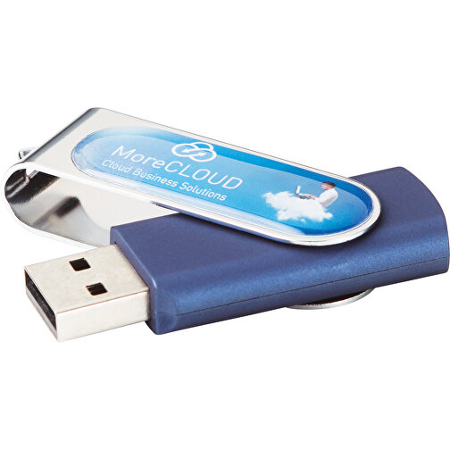 Techmate USB Stick Mit Fullcolor Doming , blau MB , 2 GB , ABS, Metall MB , 2.5 - 6 MB/s MB , 5,50cm x 1,00cm x 1,90cm (Länge x Höhe x Breite), Bild 1