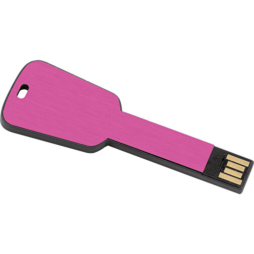 USB-Stick In Schlüsselform , fuchsie MB , 2 GB , ABS, Aluminium MB , 2.5 - 6 MB/s MB , 7,68cm x 0,30cm x 2,80cm (Länge x Höhe x Breite), Bild 1