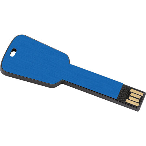 USB-Stick In Schlüsselform , blau MB , 8 GB , ABS, Aluminium MB , 2.5 - 6 MB/s MB , 7,68cm x 0,30cm x 2,80cm (Länge x Höhe x Breite), Bild 1