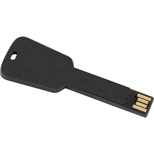 USB-Stick In Schlüsselform , schwarz MB , 2 GB , ABS, Aluminium MB , 2.5 - 6 MB/s MB , 7,68cm x 0,30cm x 2,80cm (Länge x Höhe x Breite), Bild 1