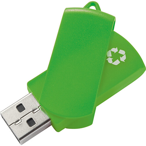 USB Stick Zum Heraus Drehen Aus 100% Recycling-Material , grün MB , 4 GB , ABS MB , 2.5 - 6 MB/s MB , 6,00cm x 1,05cm x 1,80cm (Länge x Höhe x Breite), Bild 2
