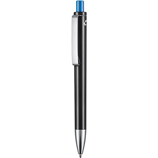 Kugelschreiber EXOS RECYCLED P , Ritter-Pen, schwarz/himmelblau, ABS u. Metall, 14,10cm (Länge), Bild 1