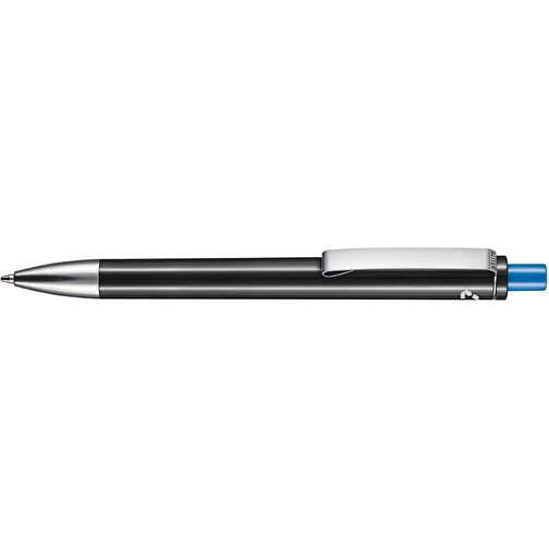 Kugelschreiber EXOS RECYCLED P , Ritter-Pen, schwarz/himmelblau, ABS u. Metall, 14,10cm (Länge), Bild 3