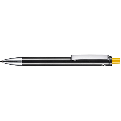 Kugelschreiber EXOS RECYCLED P , Ritter-Pen, schwarz/aprikosengelb, ABS u. Metall, 14,10cm (Länge), Bild 3